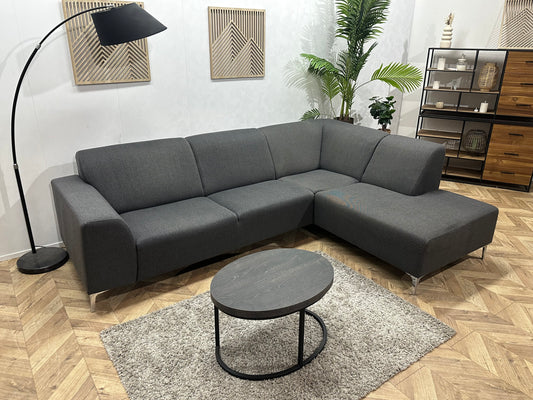 Antraciet Hoekbank ~ Vaste Kussens