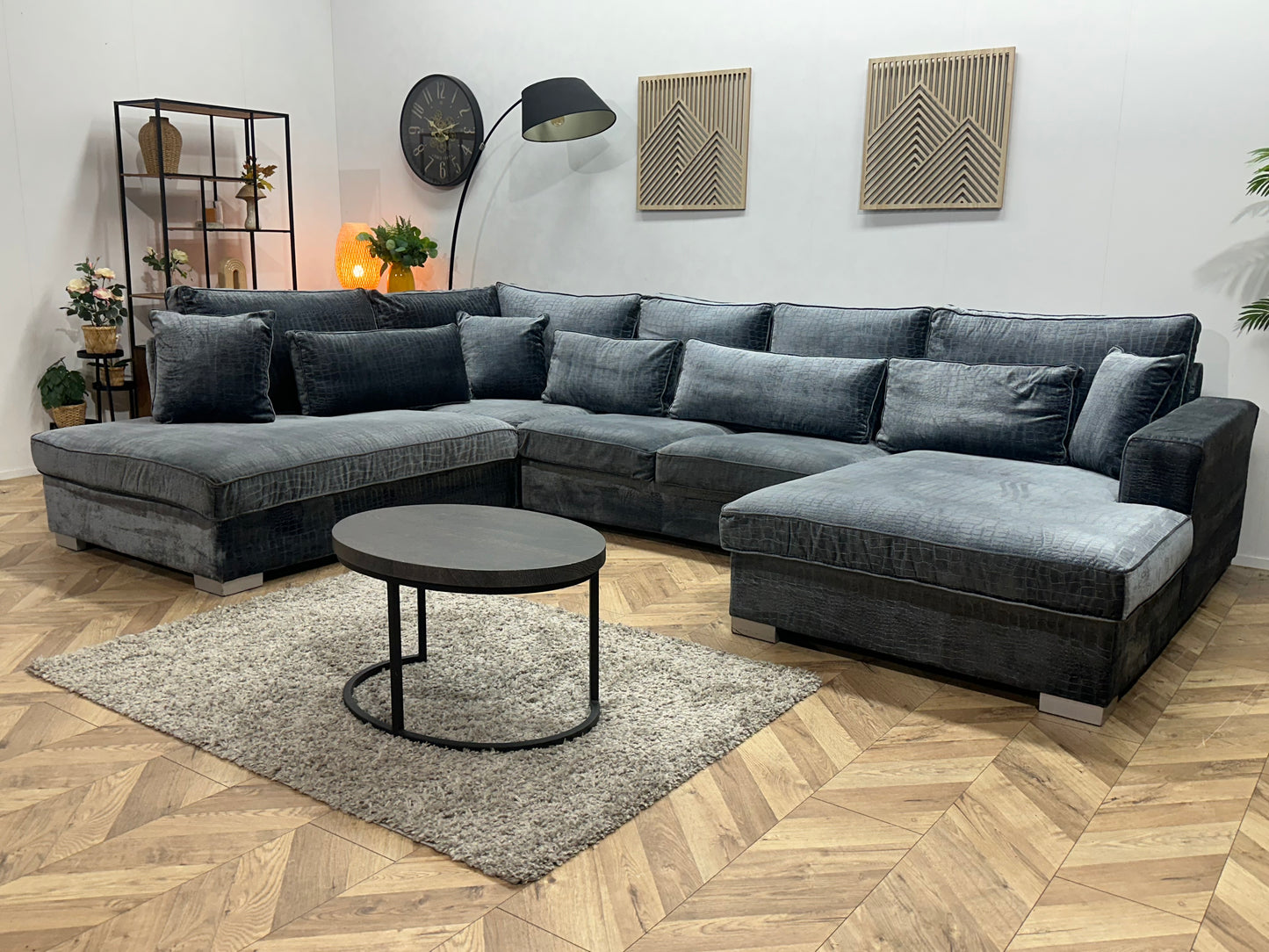 Blauwe Croco Stoffen U Bank ~ Losse Kussens Met Afneembare Hoezen