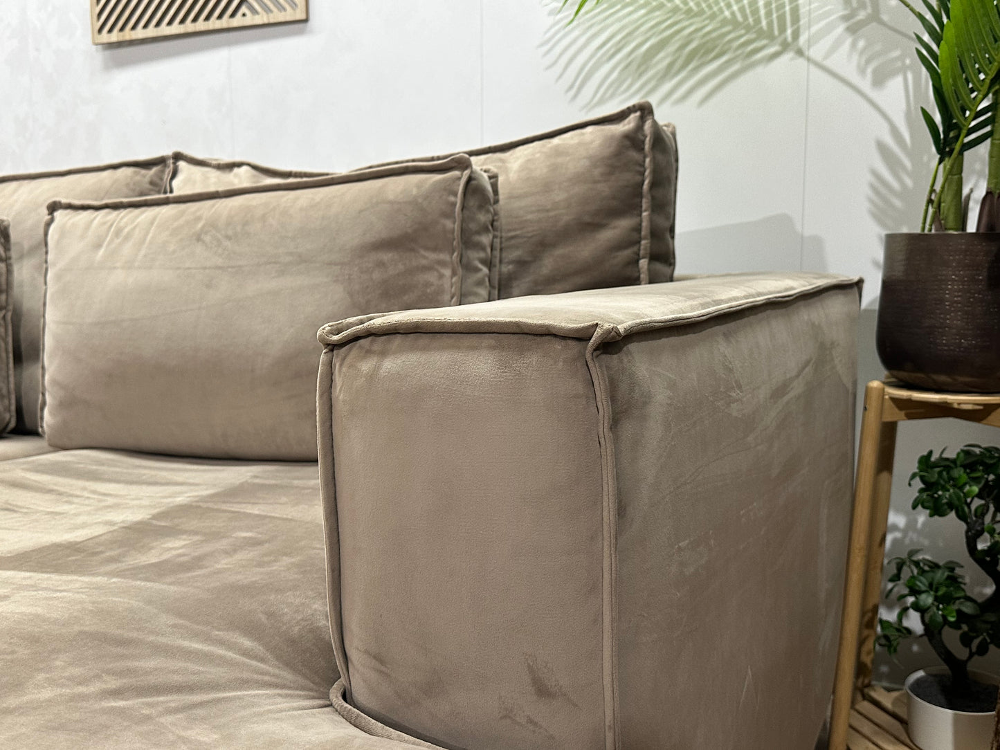 Licht Bruine Velvet U Bank ~ Losse Kussens Met Afneembare Hoezen