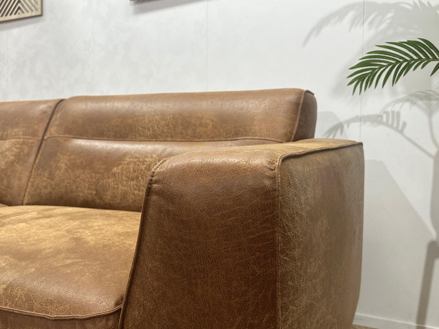 Cognac Bruine Suède Stoffen 2.5-Zits Bank ~ Vaste Kussens