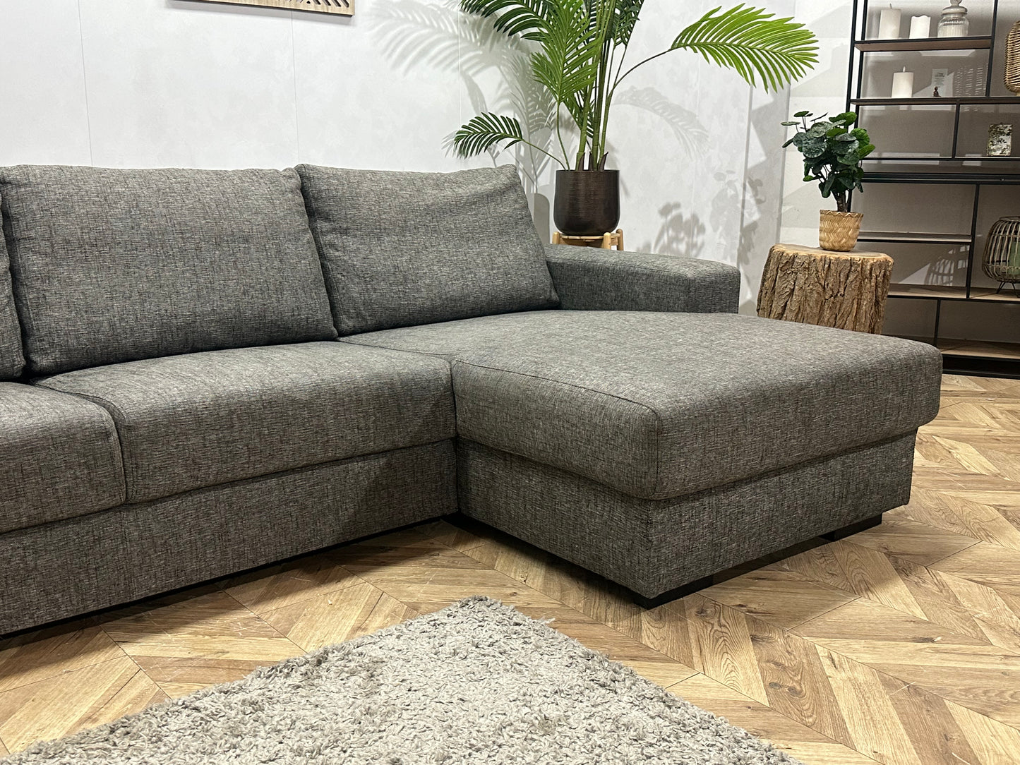 Antraciet Hoekbank ~ Vaste Kussens