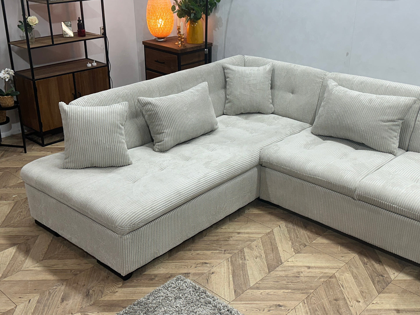 !Showroommodel! Witte Ribstof U Bank