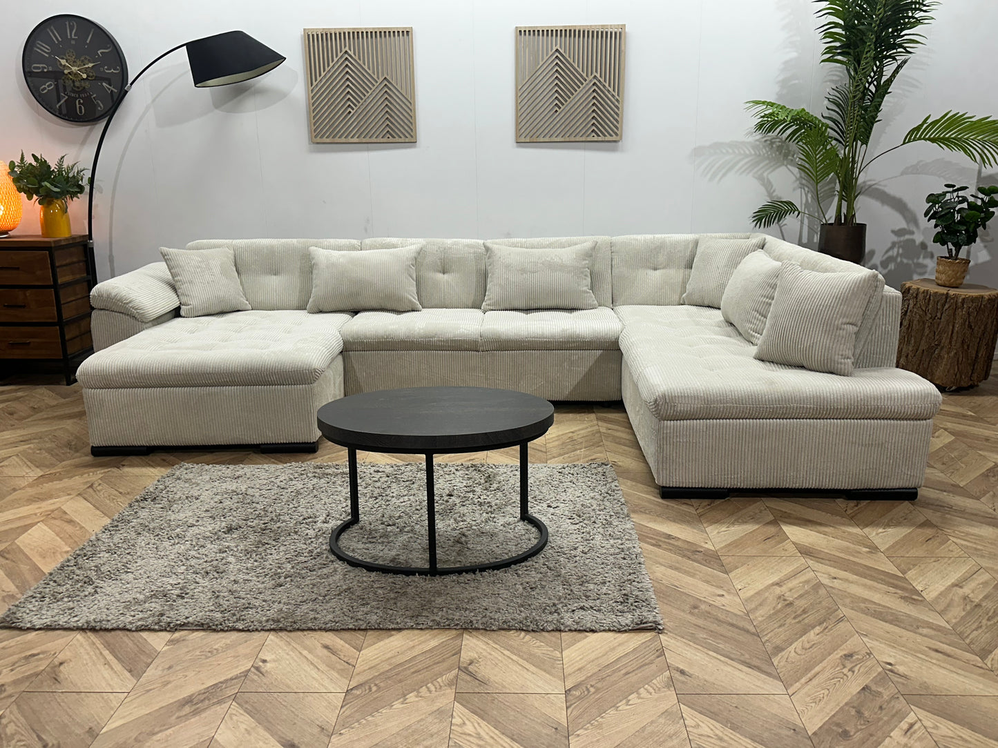 !Showroommodel! Witte Ribstof U Bank