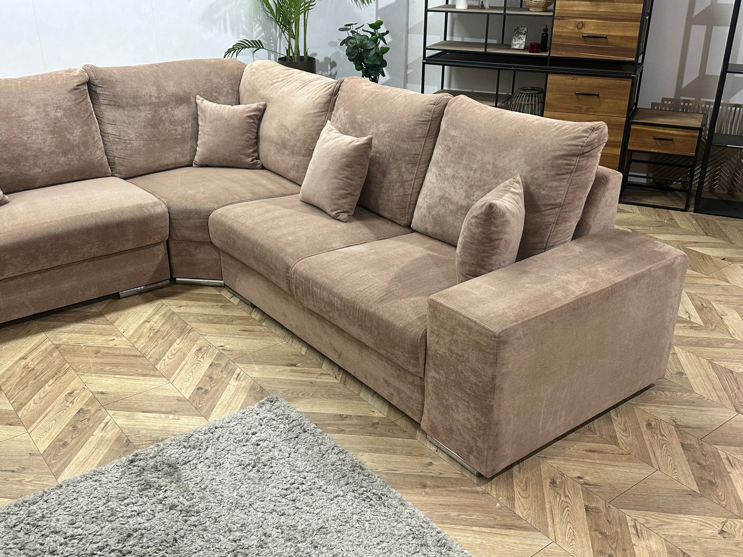 Licht Bruine Velvet U Bank ~ Losse Kussens Met Afneembare Hoezen