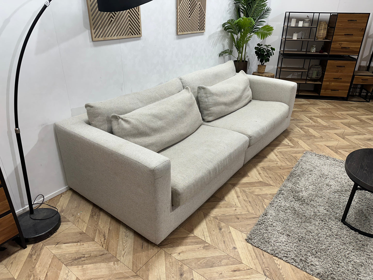 Witte Stoffen 3 Zits Bank ~ Losse Kussens Met Afneembare Hoezen