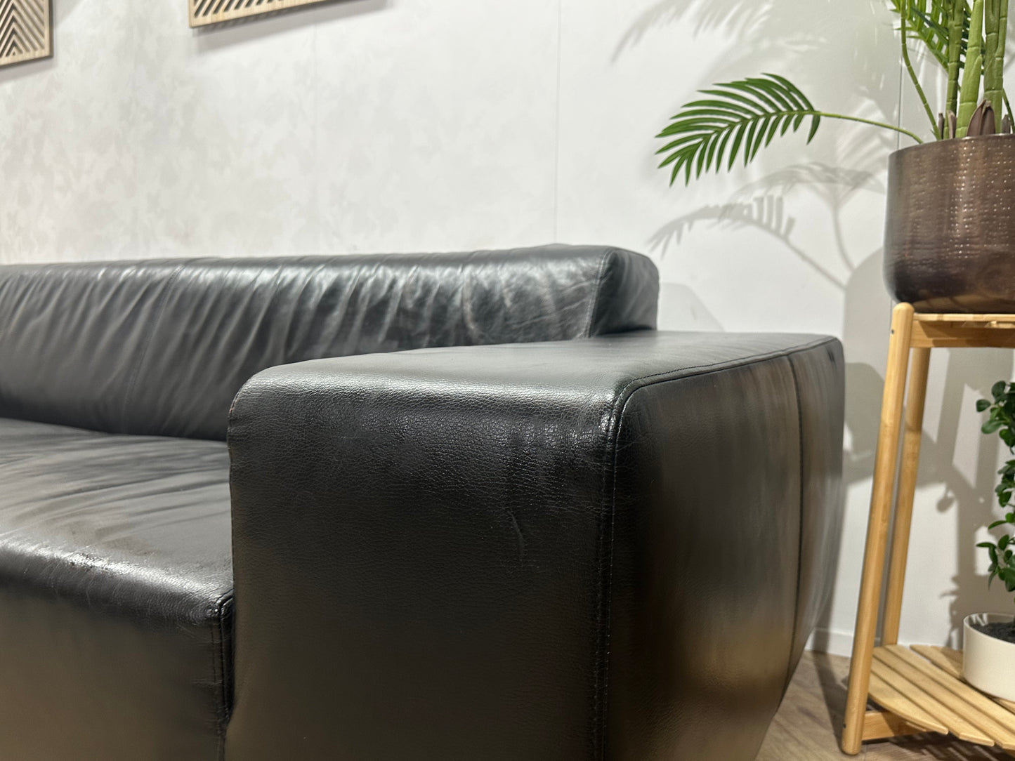 Zwarte Echt Lederen Banken Set ~ Geïmpregneerd