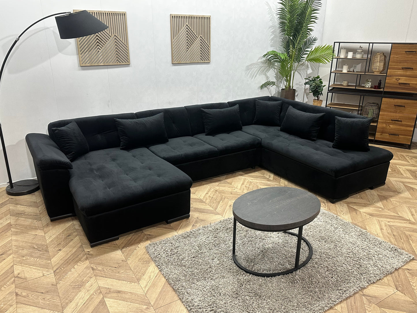 !Showroommodel! Zwarte Velvet Hoekbank