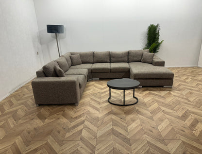 Grijze/Beige U Bank ~ Losse Kussens Met Afneembare Hoezen