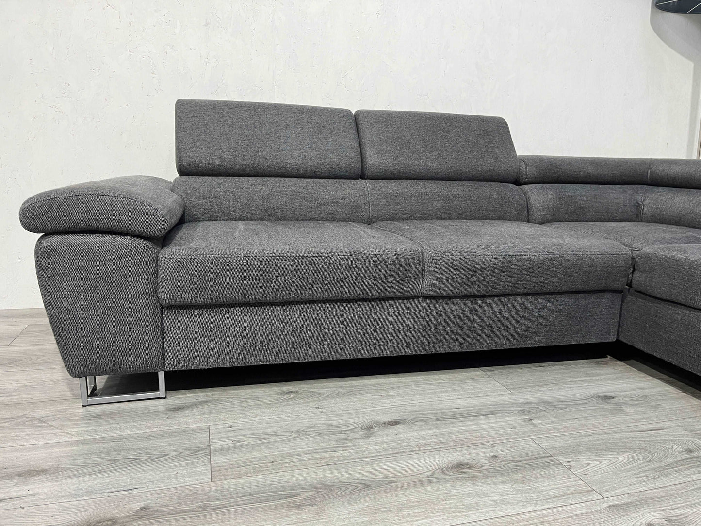 Antraciet Design Hoekbank ~ Verstelbare Hoofdsteunen
