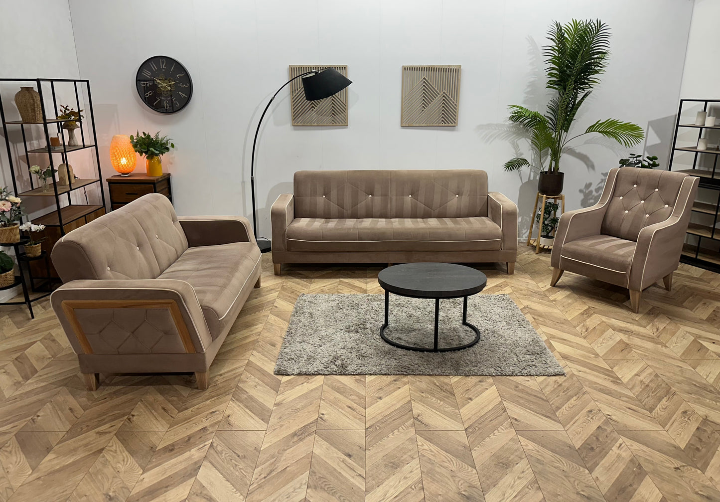 Istikbal Bruine Velvet Banken Set ~ Slaapfunctie