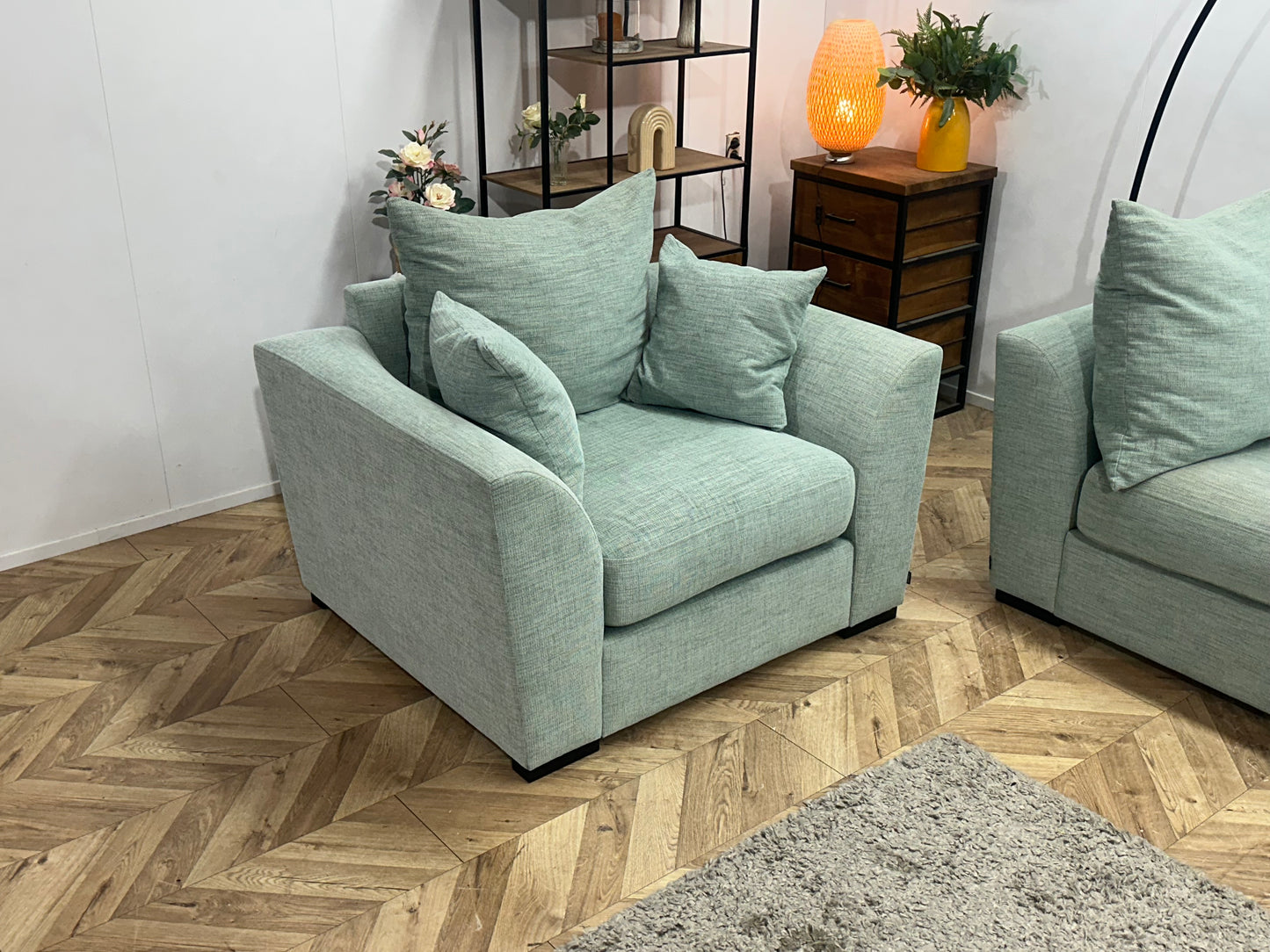 Burhens Licht Blauwe Ruime Hoekbank Inc Fauteuil ~ Losse Kussens Met Afneembare Hoezen