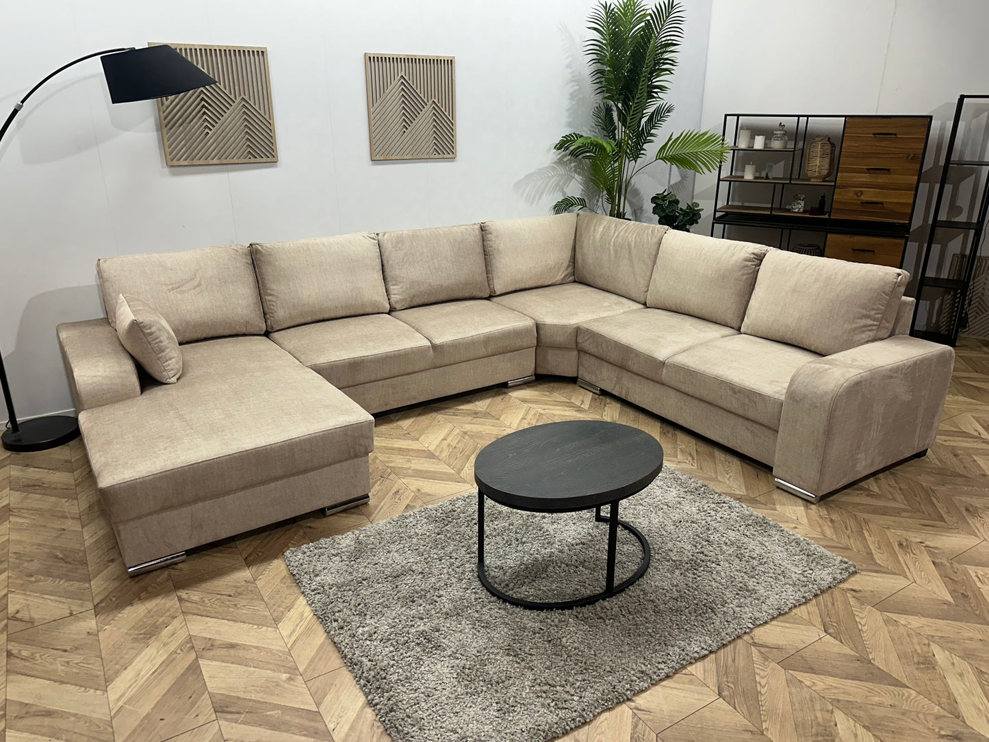 !Showroommodel! Beige Velvet U Bank