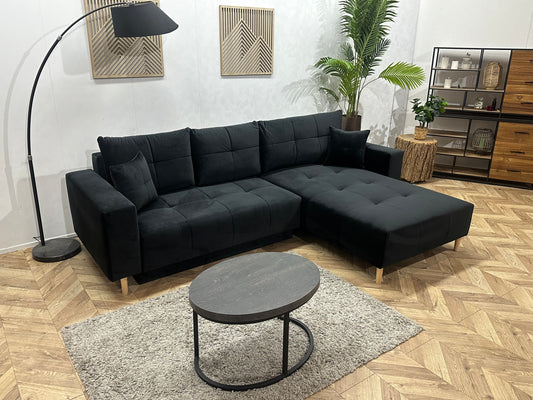 !Showroommodel! Zwarte Velvet Hoekbank