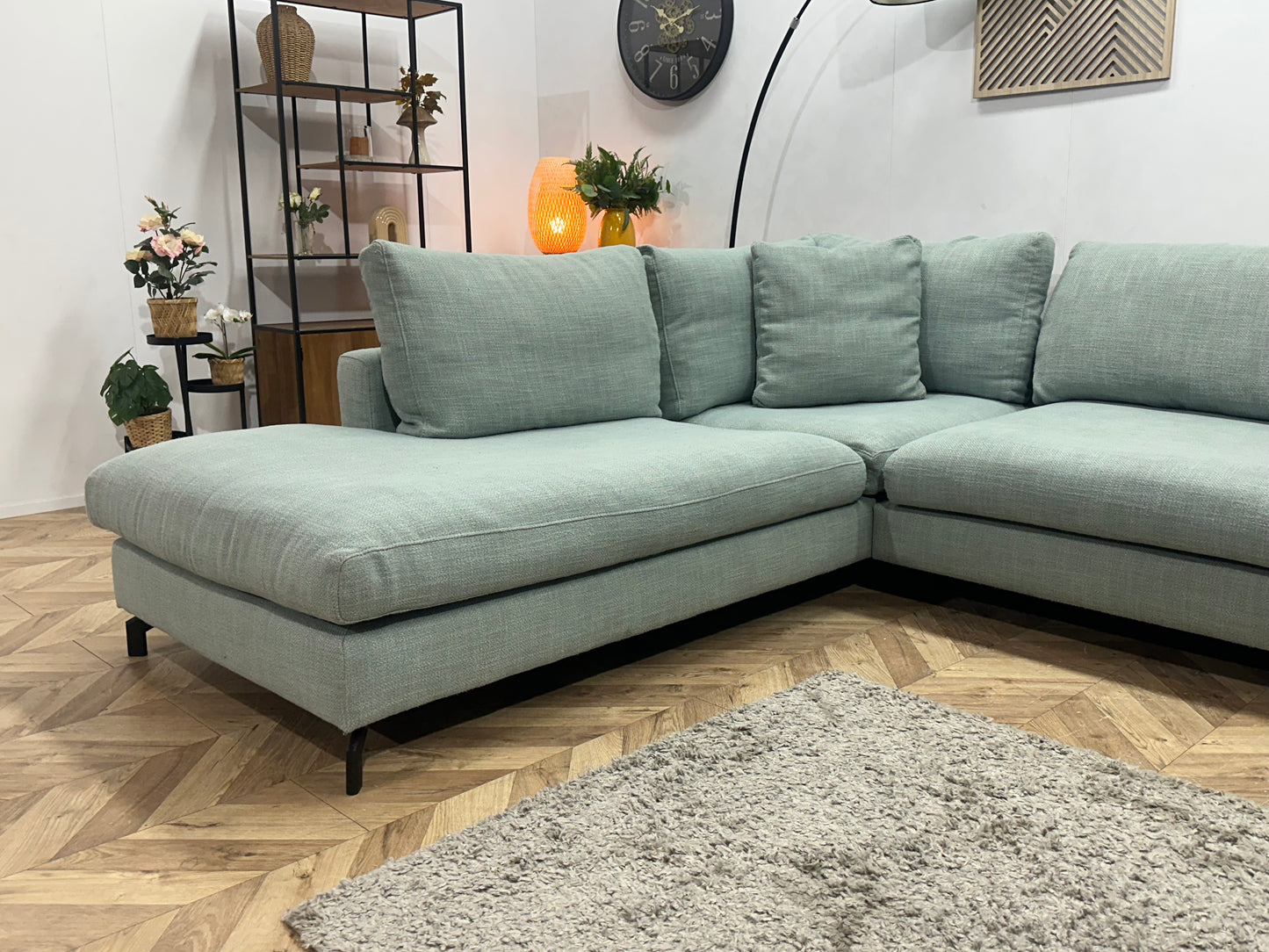 Licht Blauwe Hoekbank ~ Losse Kussens Met Afneembare Hoezen