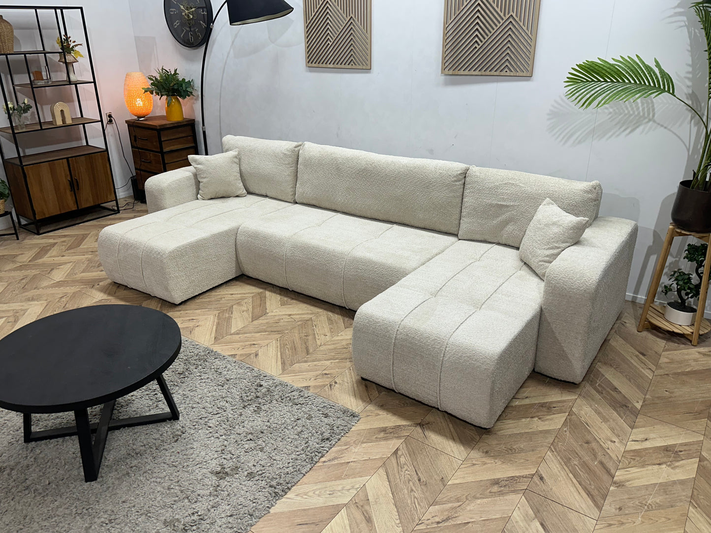 !Showroommodel! Witte Bouclé Stoffen U Bank