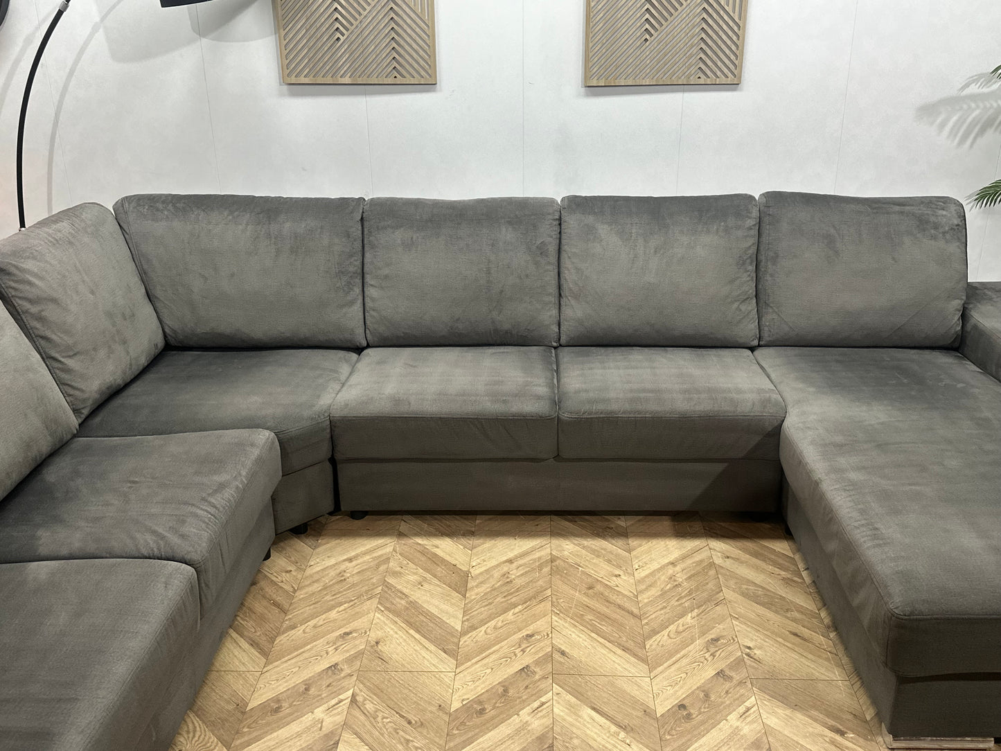 Antraciet Velvet U Bank ~ Losse Rugkussens Met Afneembare Hoezen