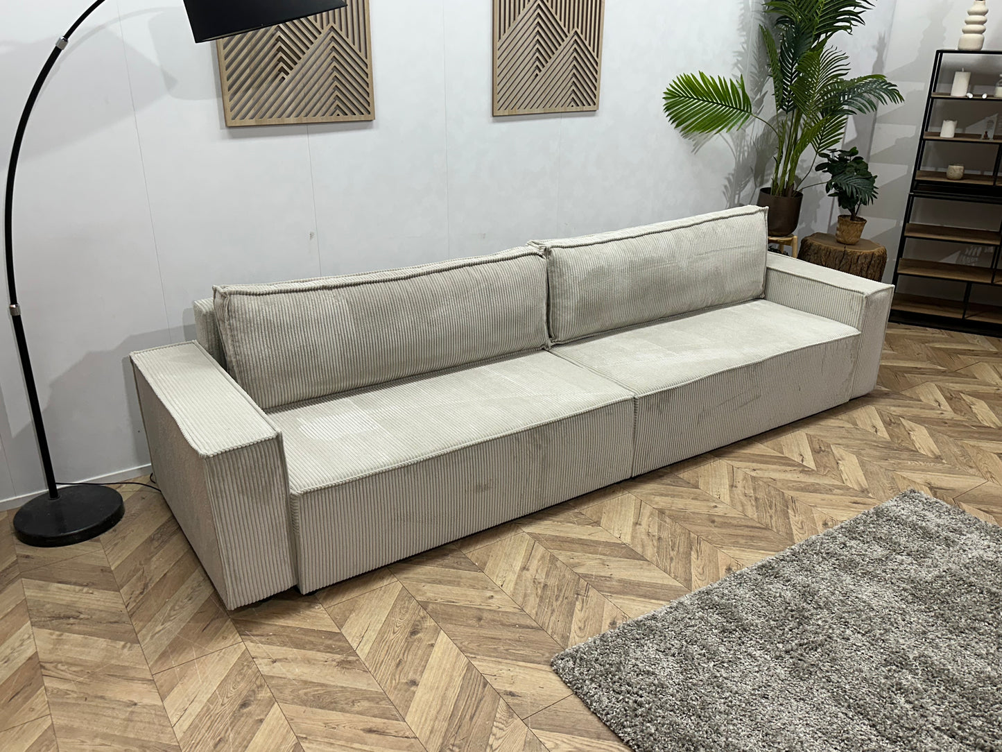 !Showroommodel! Witte Ribstof 4-Zits  Bank