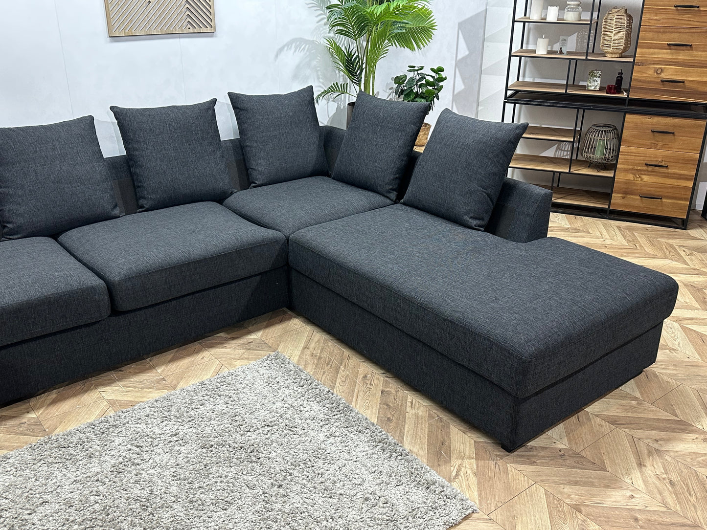 Antraciet Hoekbank ~ Losse Kussens Met Afneembare Hoezen