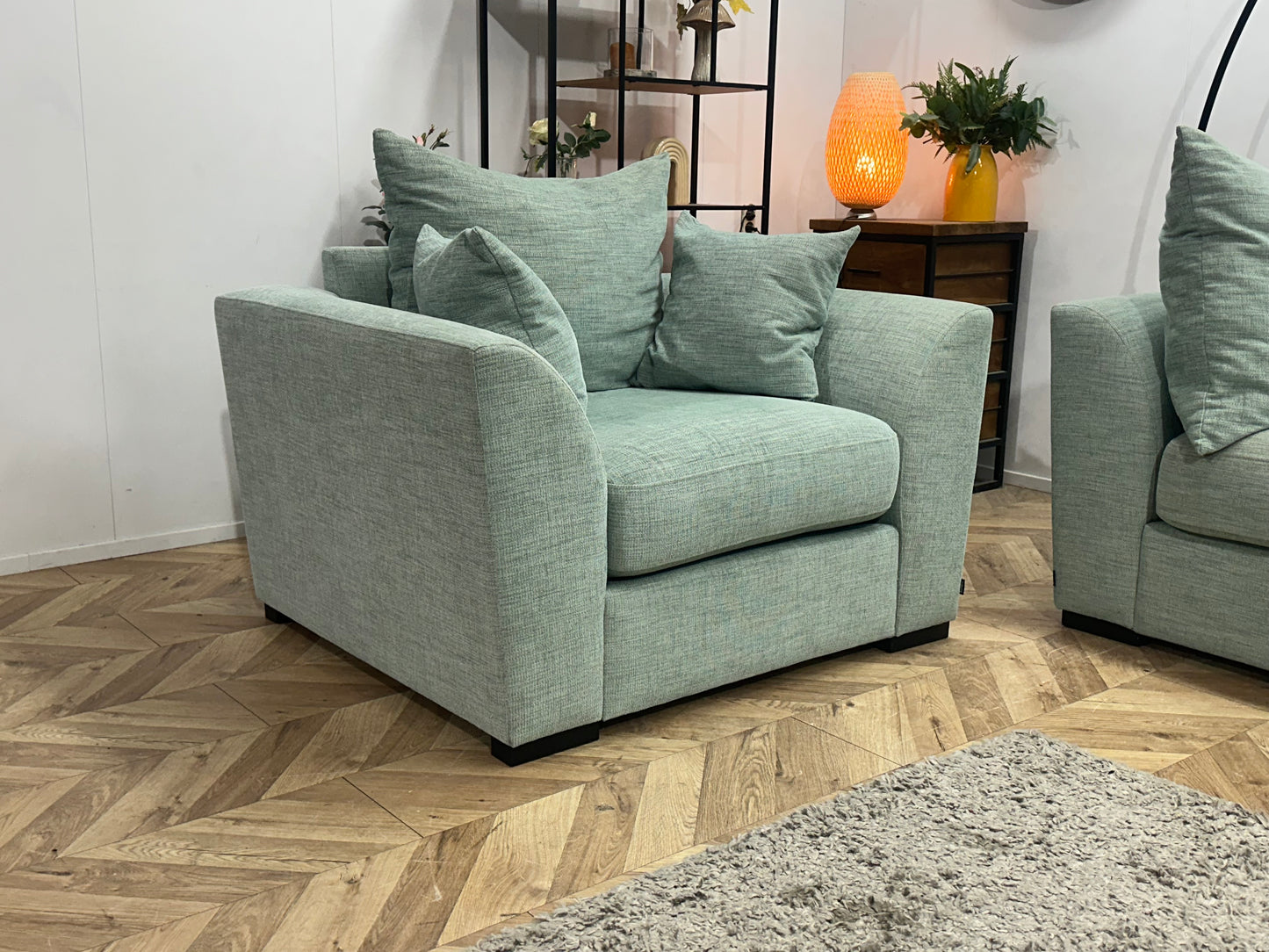 Burhens Licht Blauwe Ruime Hoekbank Inc Fauteuil ~ Losse Kussens Met Afneembare Hoezen