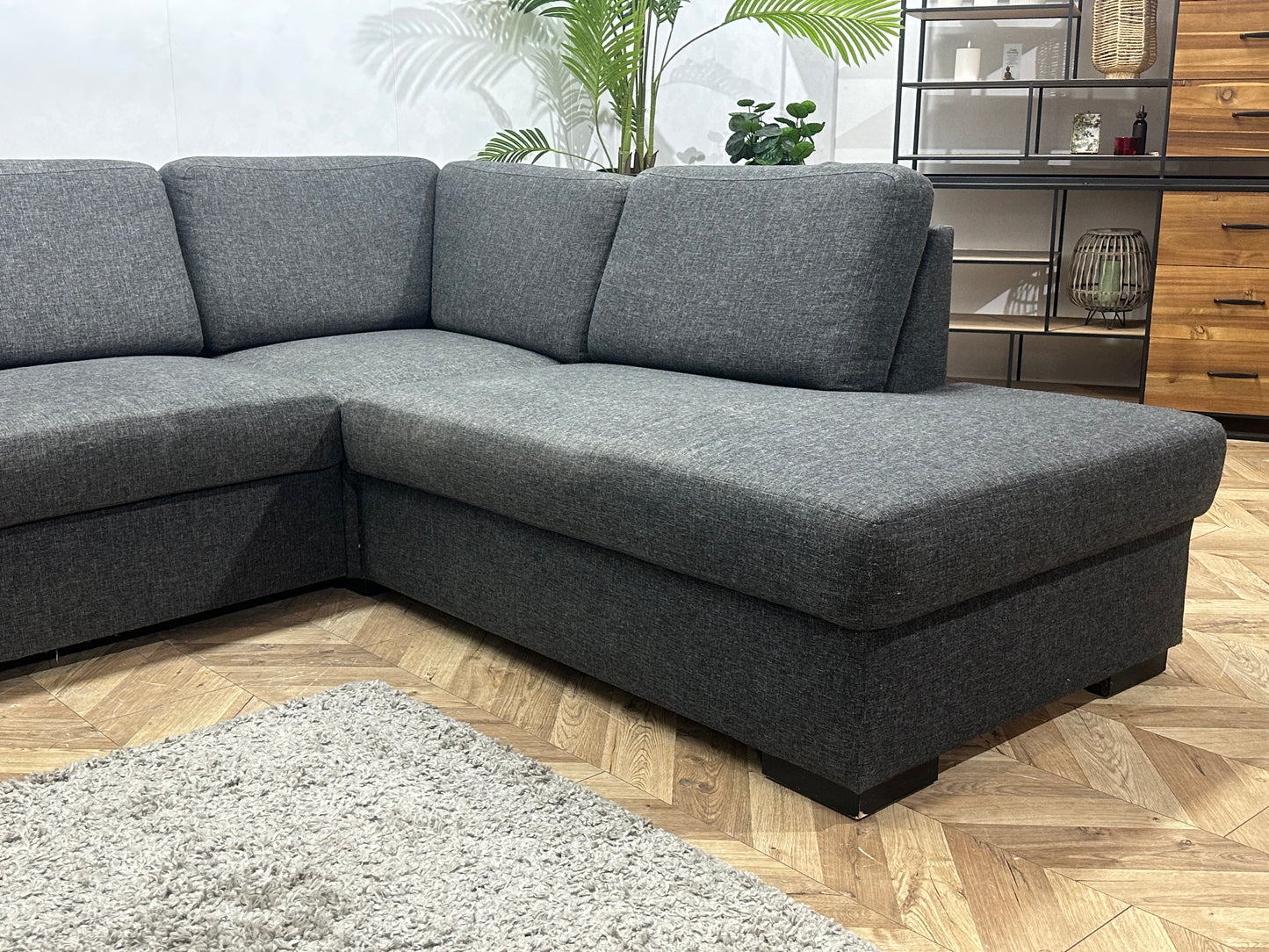 Antraciet Hoekbank ~ Losse Rugkussens met Afneembare Hoezen