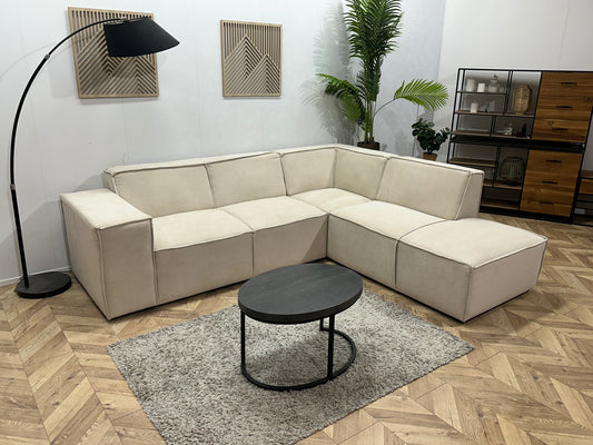 !Showroommodel! Crème Suède Stoffen Hoekbank