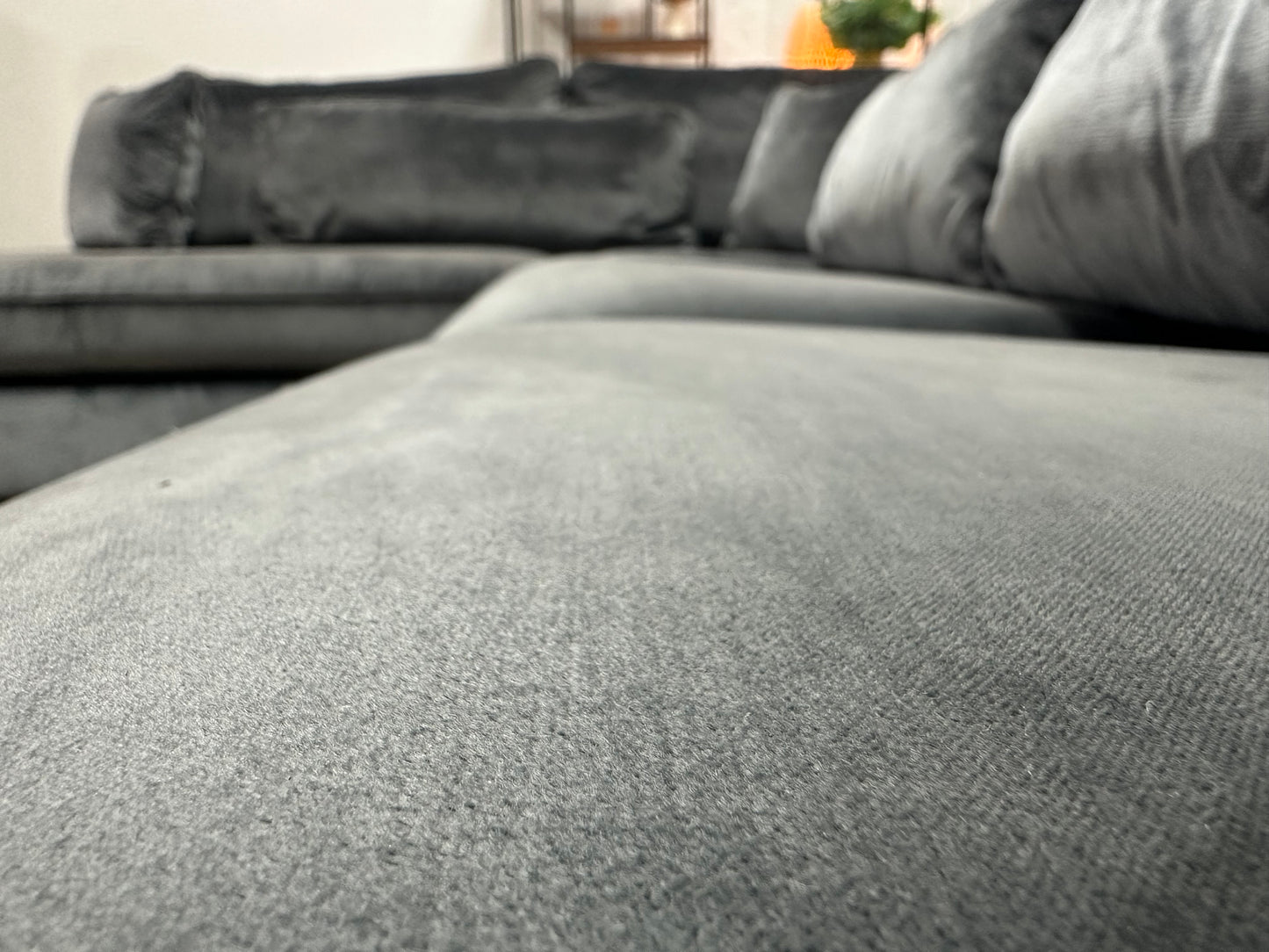 Antraciet Velvet Hoekbank ~ Losse Kussens Met Afneembare Hoezen