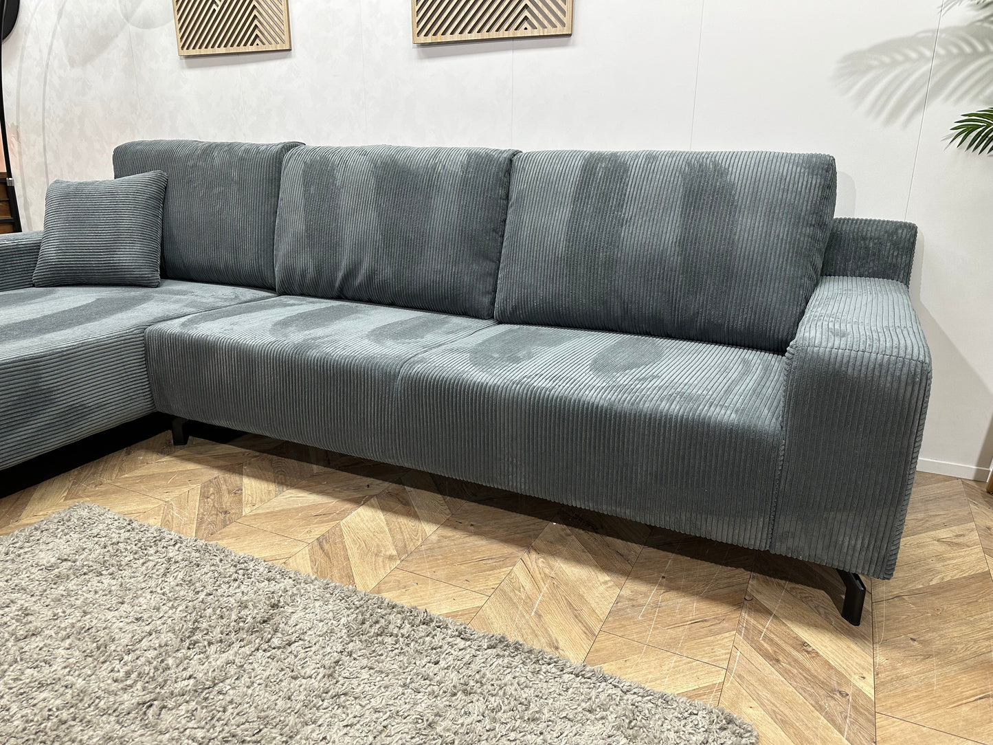 !Showroommodel! Blauwe Ribstof ~ Losse Rugkussens