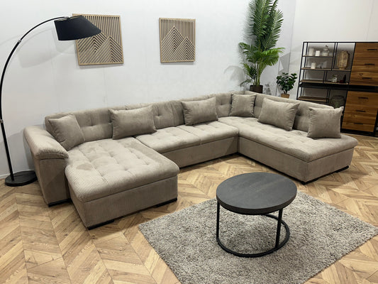 !Showroommodel! Licht Bruine Ribstof U Bank