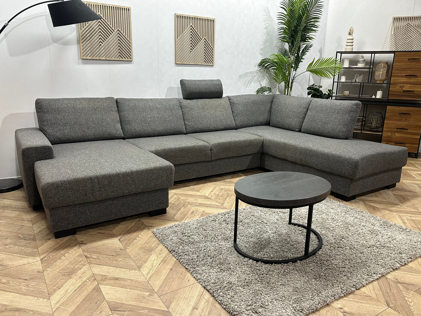 Grijze U Bank ~ Losse Rugkussens Met Afneembare Hoezen