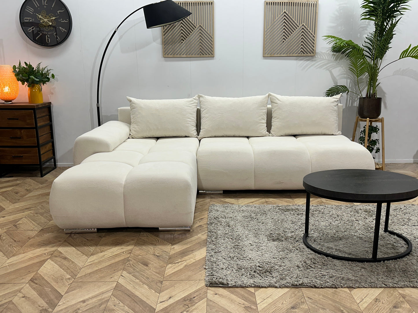 !Showroommodel! Witte Velvet Hoekbank