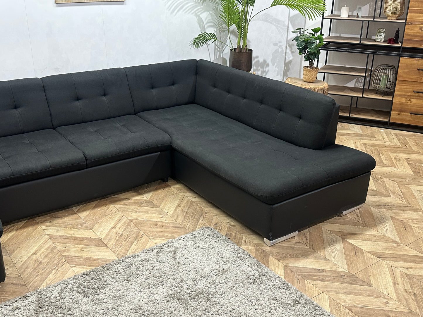 !Showroommodel! Zwarte Stoffen/Lederen U Bank