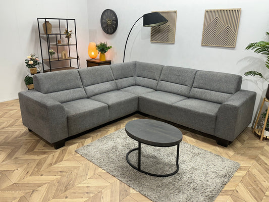 Grijze Hoekbank ~ Vaste Kussens