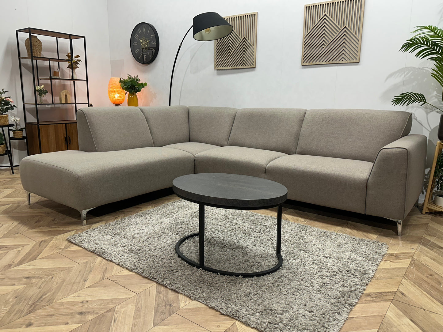 Beige Hoekbank ~ Vaste Kussens