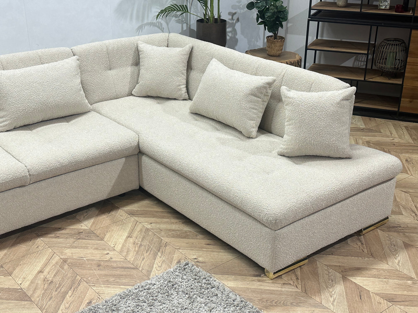 !Showroommodel! Witte/Crème Bouclé U Bank