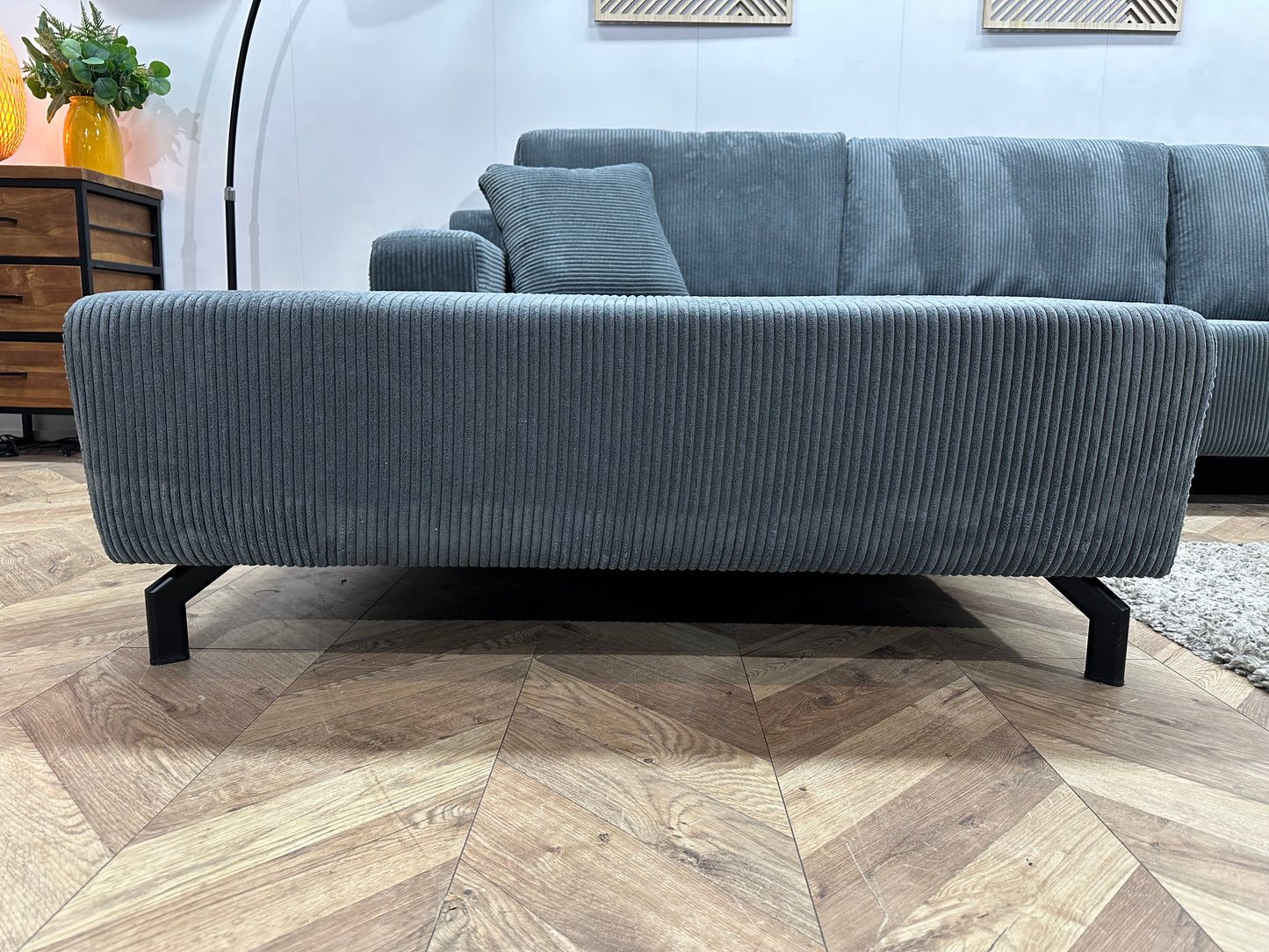 !Showroommodel! Blauwe Ribstof ~ Losse Rugkussens