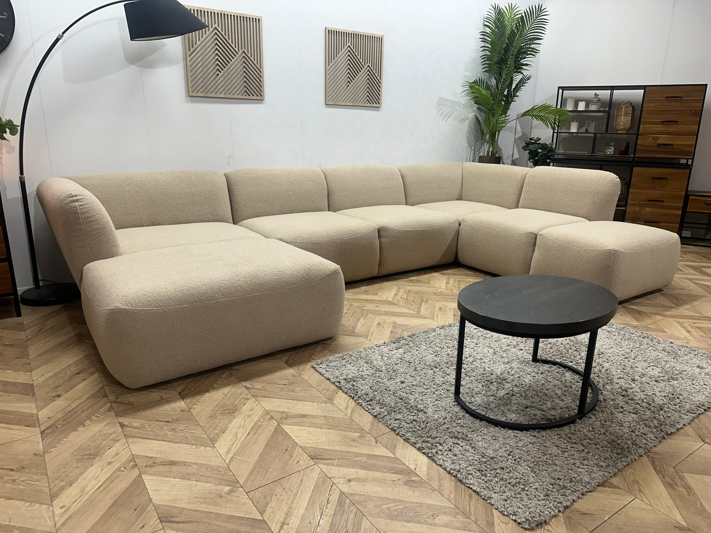 !Showroommodel! Beige Bouclé Stoffen U Bank