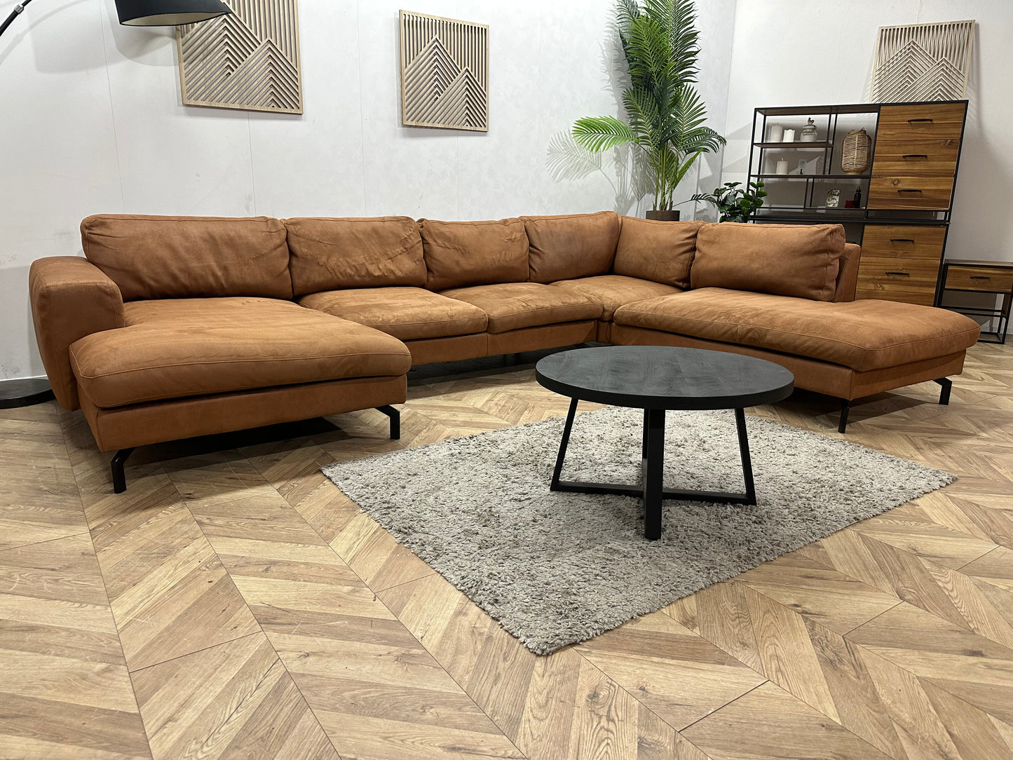 Cognac Bruine Suède Stoffen U Bank ~ Losse Kussens Met Afneembare Hoezen