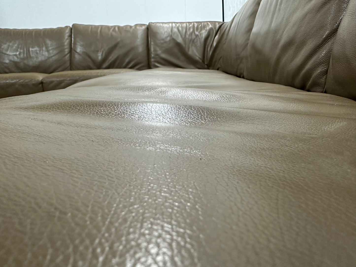 Bruin Echt Lederen Ruime Hoekbank ~ Vaste Kussens