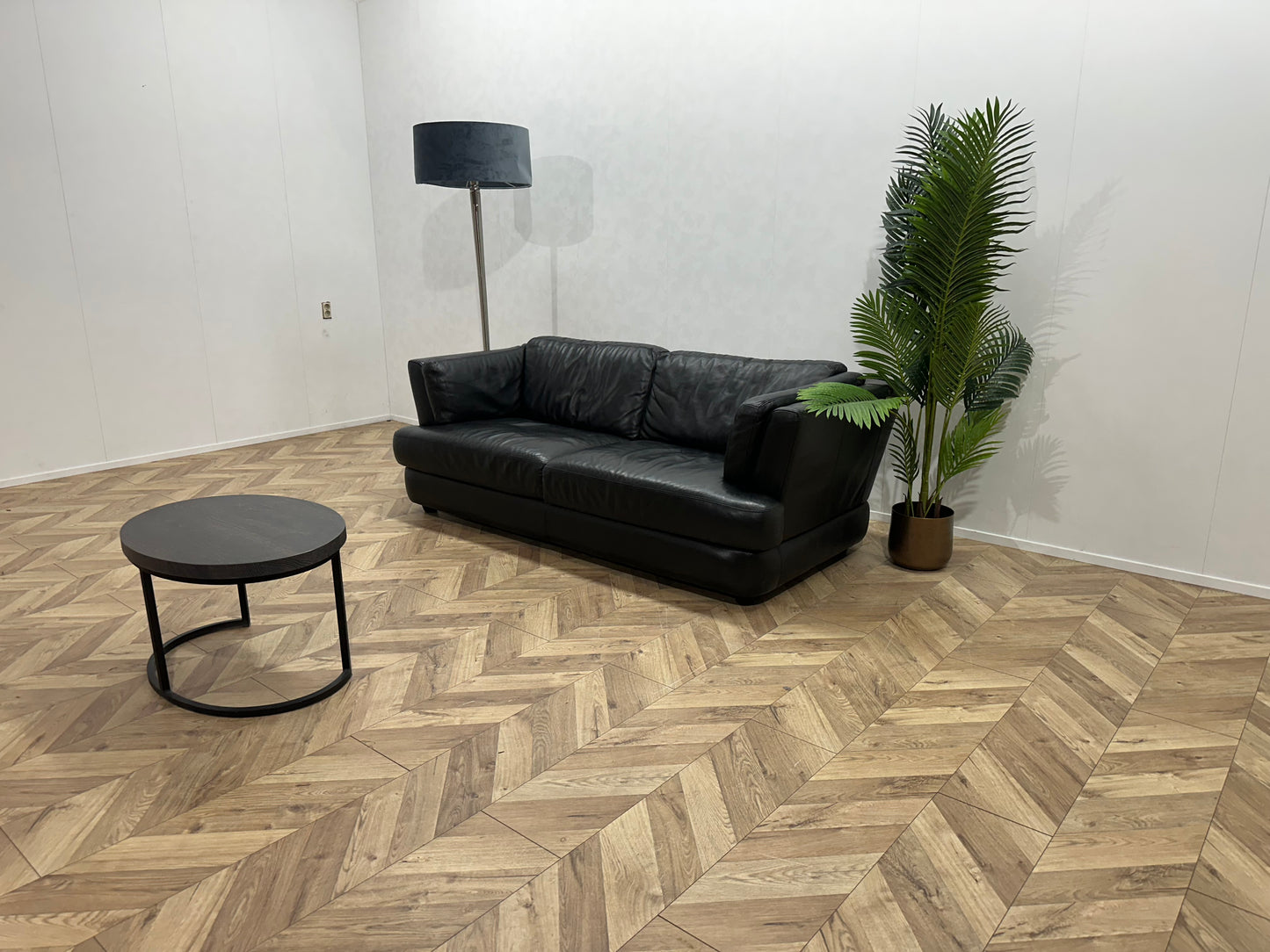 Chateau D’ax Zwart Echt Lederen 2.5-Zits Bank ~ Vaste Kussens