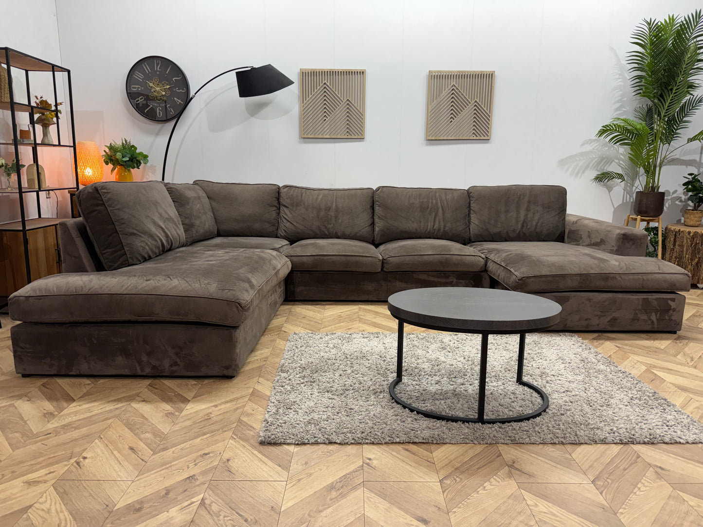 Bruine Velvet U Bank ~ Losse Kussens Met Afneembare hoezen