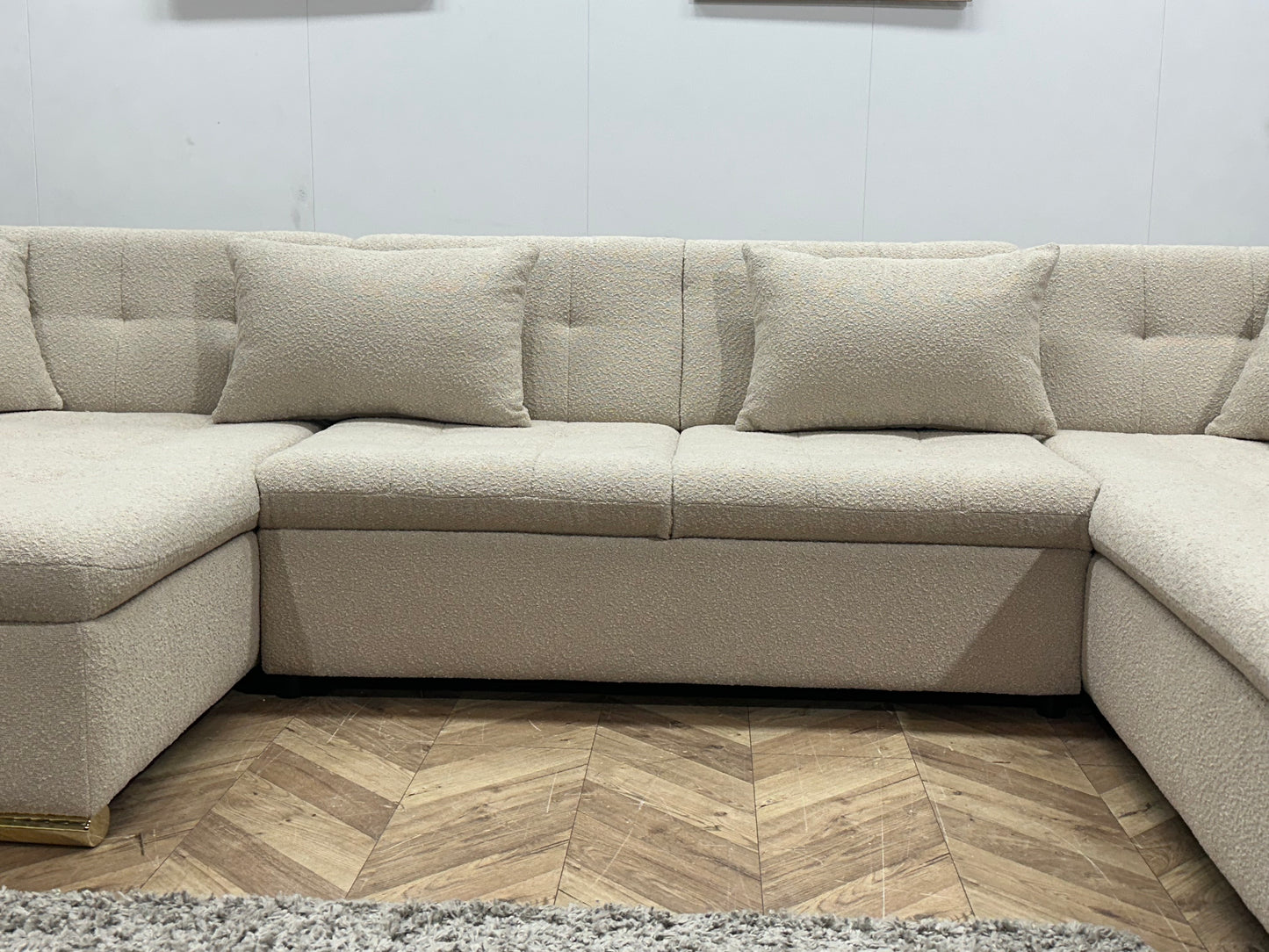 !Showroommodel! Witte/Crème Bouclé Stoffen Hoekbank