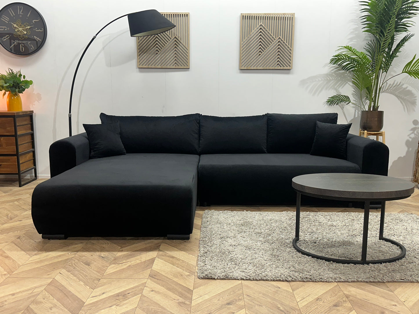 !Showroommodel! Zwarte Velvet Hoekbank