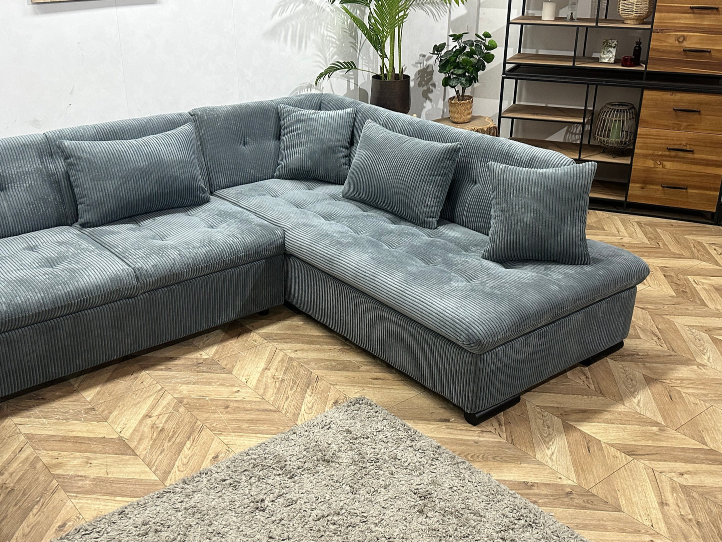 !Showroommodel! Grijze Ribstof U Bank