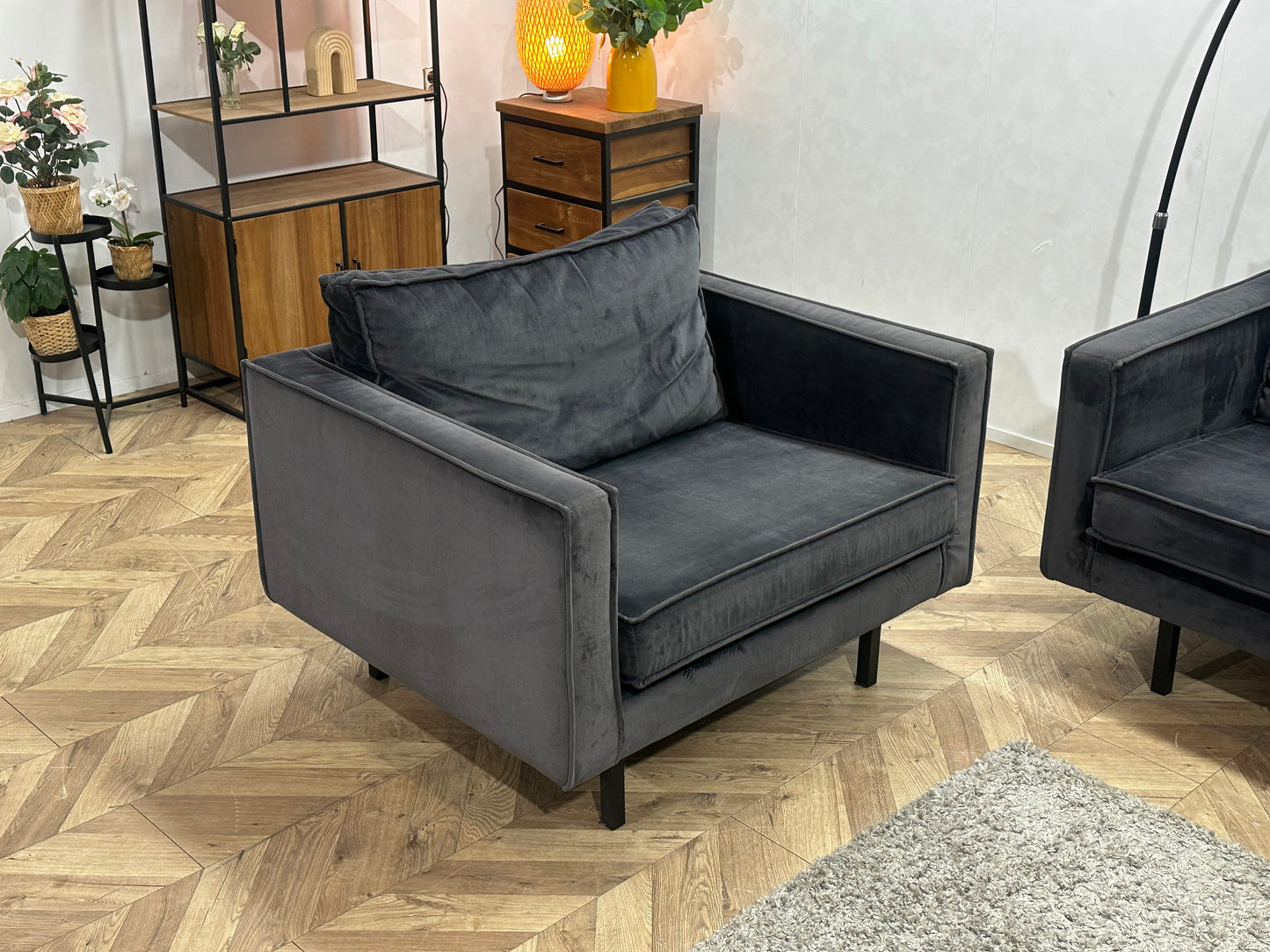 Be Pure Antraciet Velvet Banken Set ~ Losse Kussens Met Afneembare Hoezen