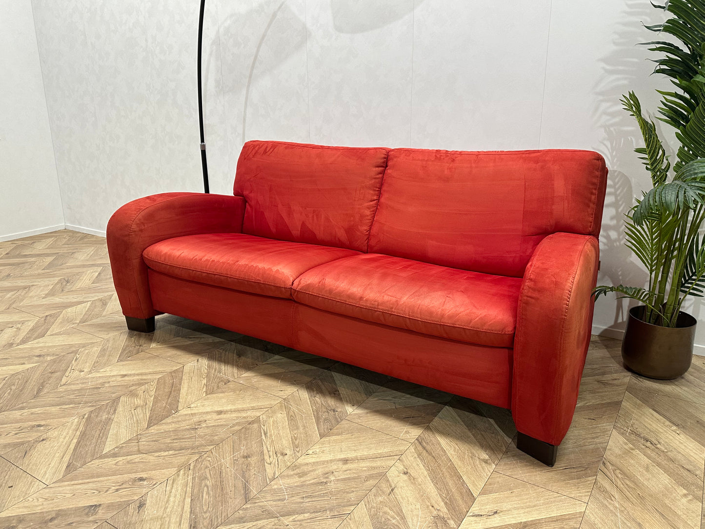 Caliaitalia Rode Suède Stoffen 2.5-Zits Bank ~ Vaste Kussens