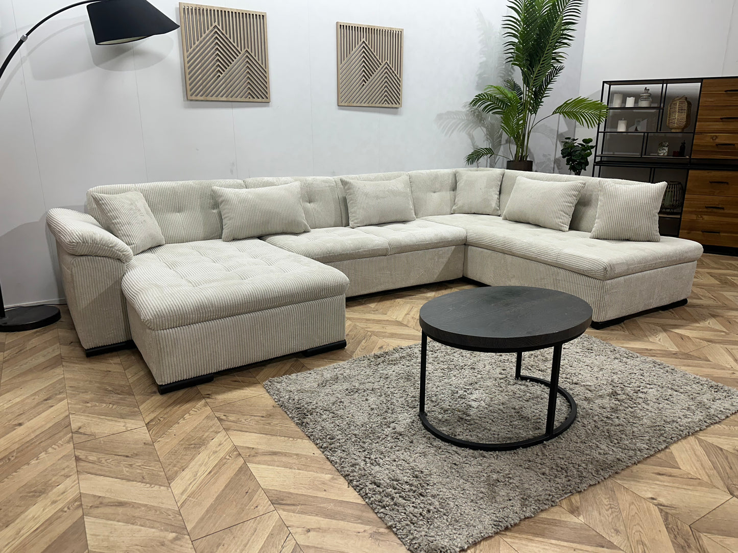 !Showroommodel! Witte Ribstof U Bank