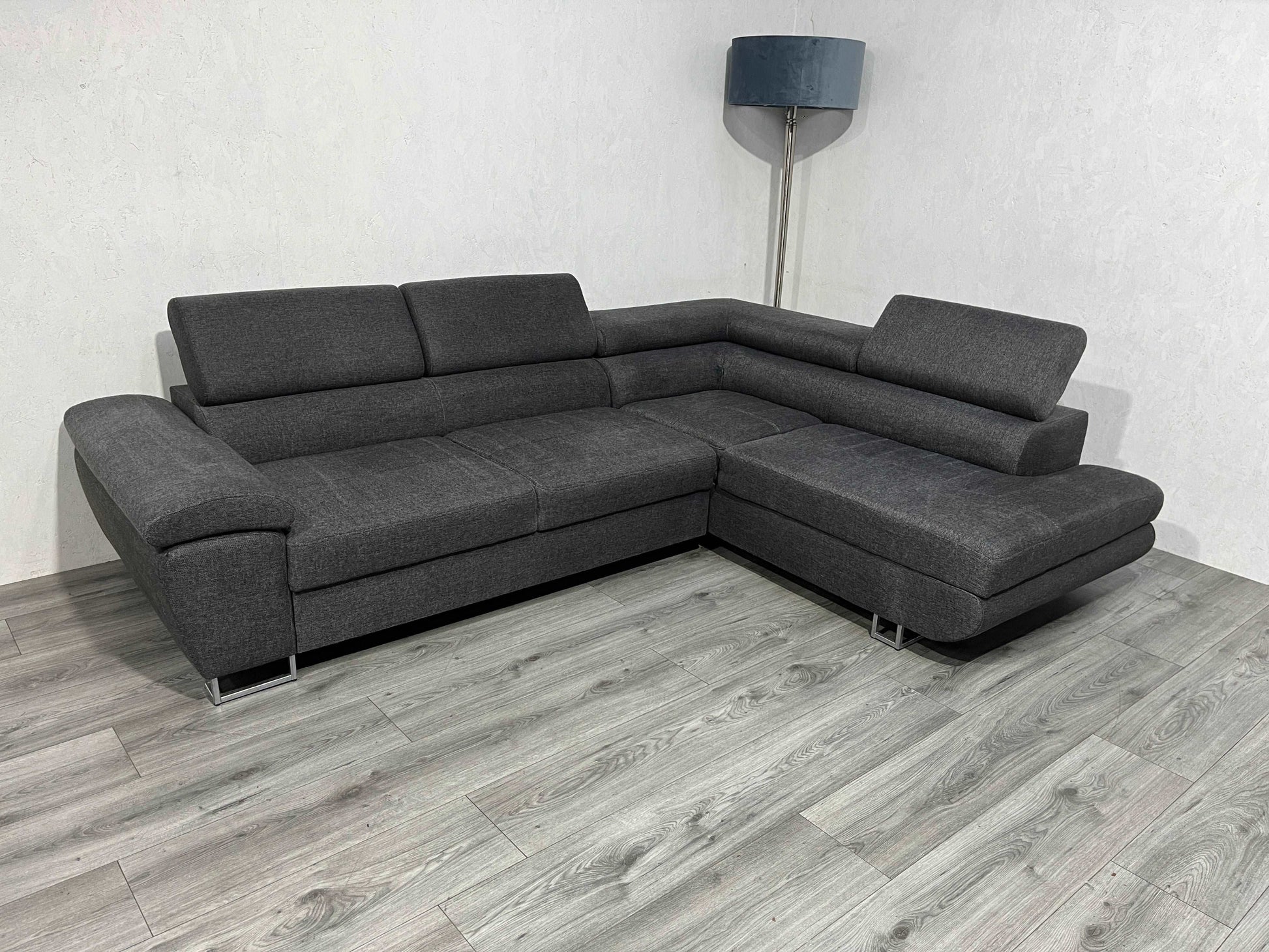 Antraciet Design Hoekbank ~ Verstelbare Hoofdsteunen