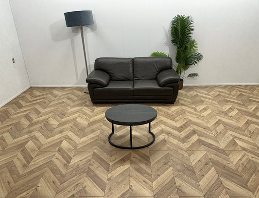 Bruine Echt Lederen 2-Zits Bank ~ Vaste Kussens