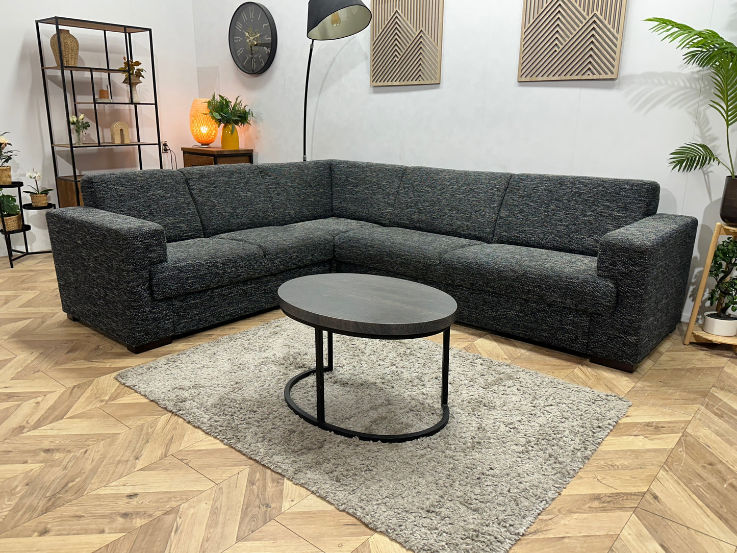 Antraciet Hoekbank ~ Vaste Kussens