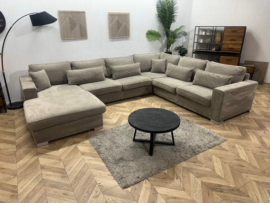 Beige Velvet U Bank ~ Losse Kussens Met Afneembare Hoezen